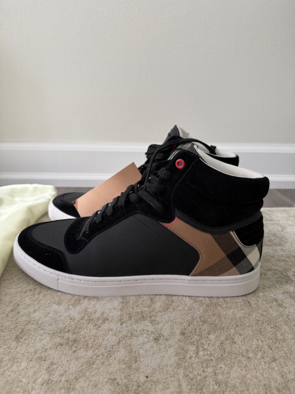 Burberry Black & White Men's High-Top Sneakers - Picture 6 of 6